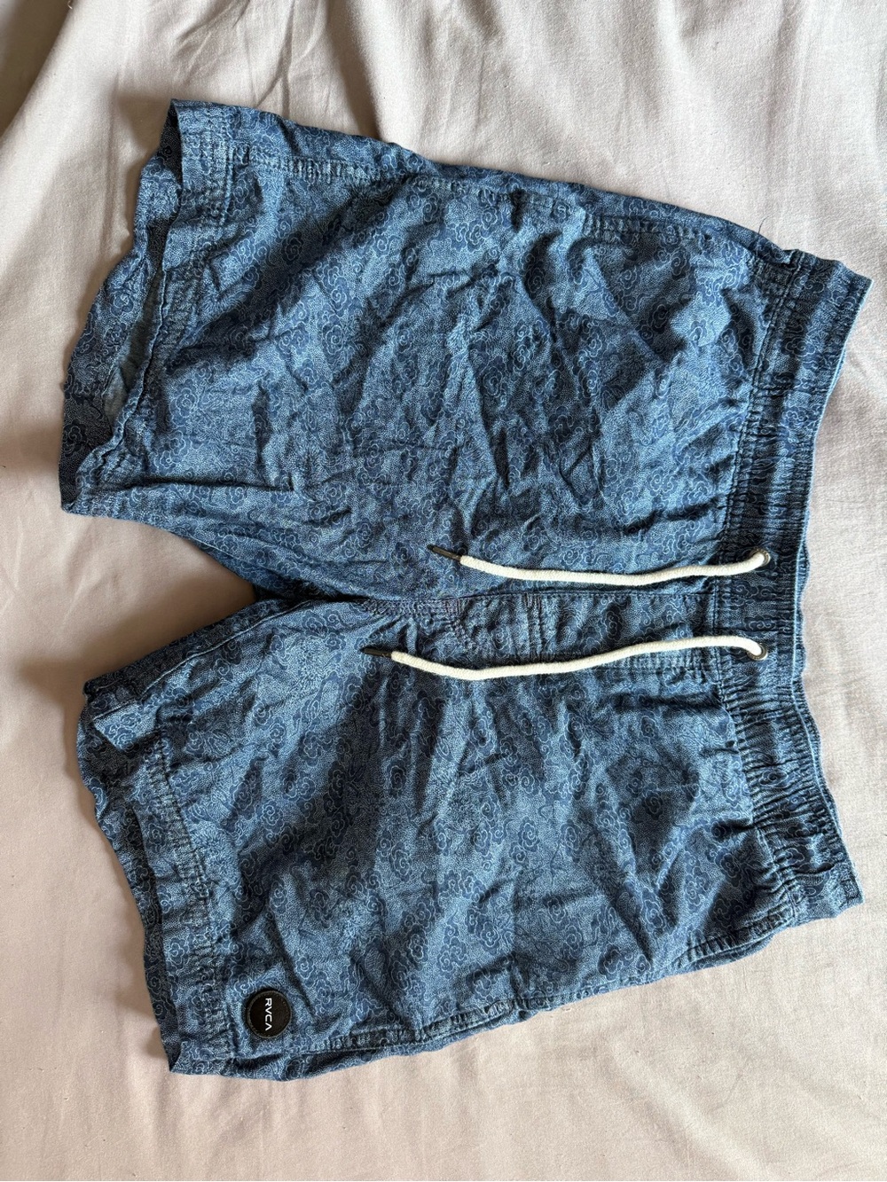 RVCA Escape Dragon 17" Elastic Shorts in blue